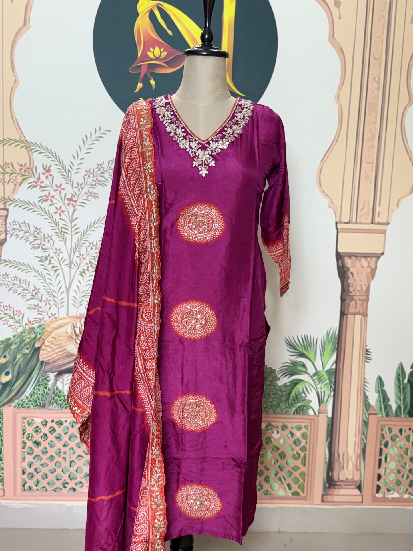 Silk Salwar Suit With Embroidery