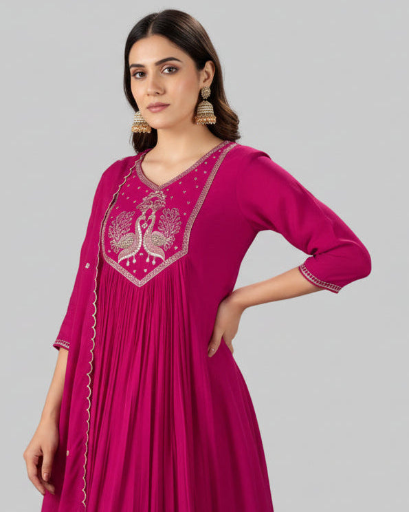 Pink Mul Chanderi Salwar Suit