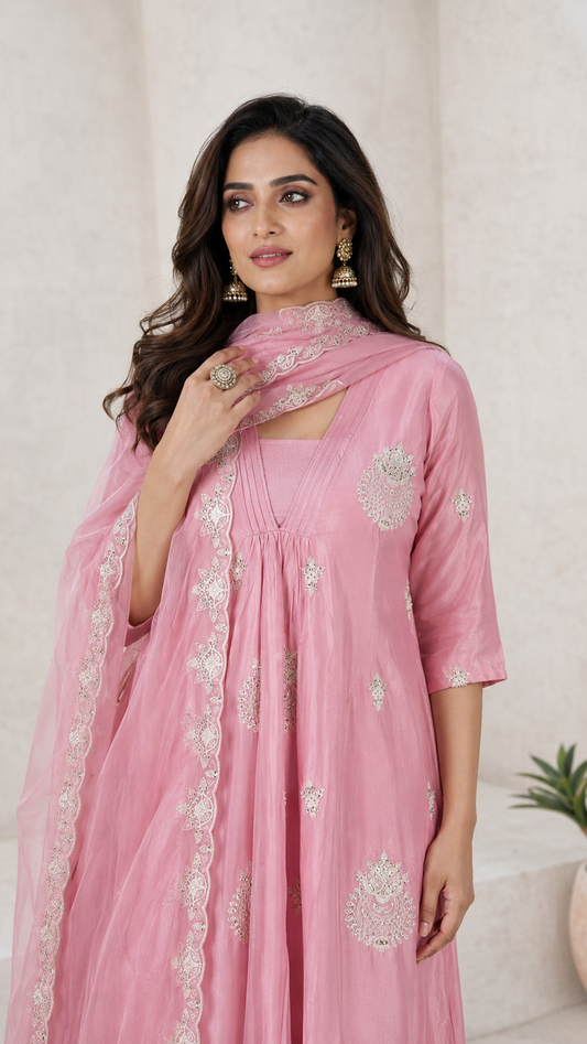 Pink Chinon Salwar Suit