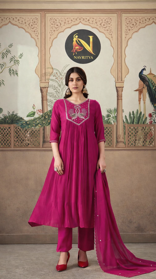 Pink Mul Chanderi Salwar Suit