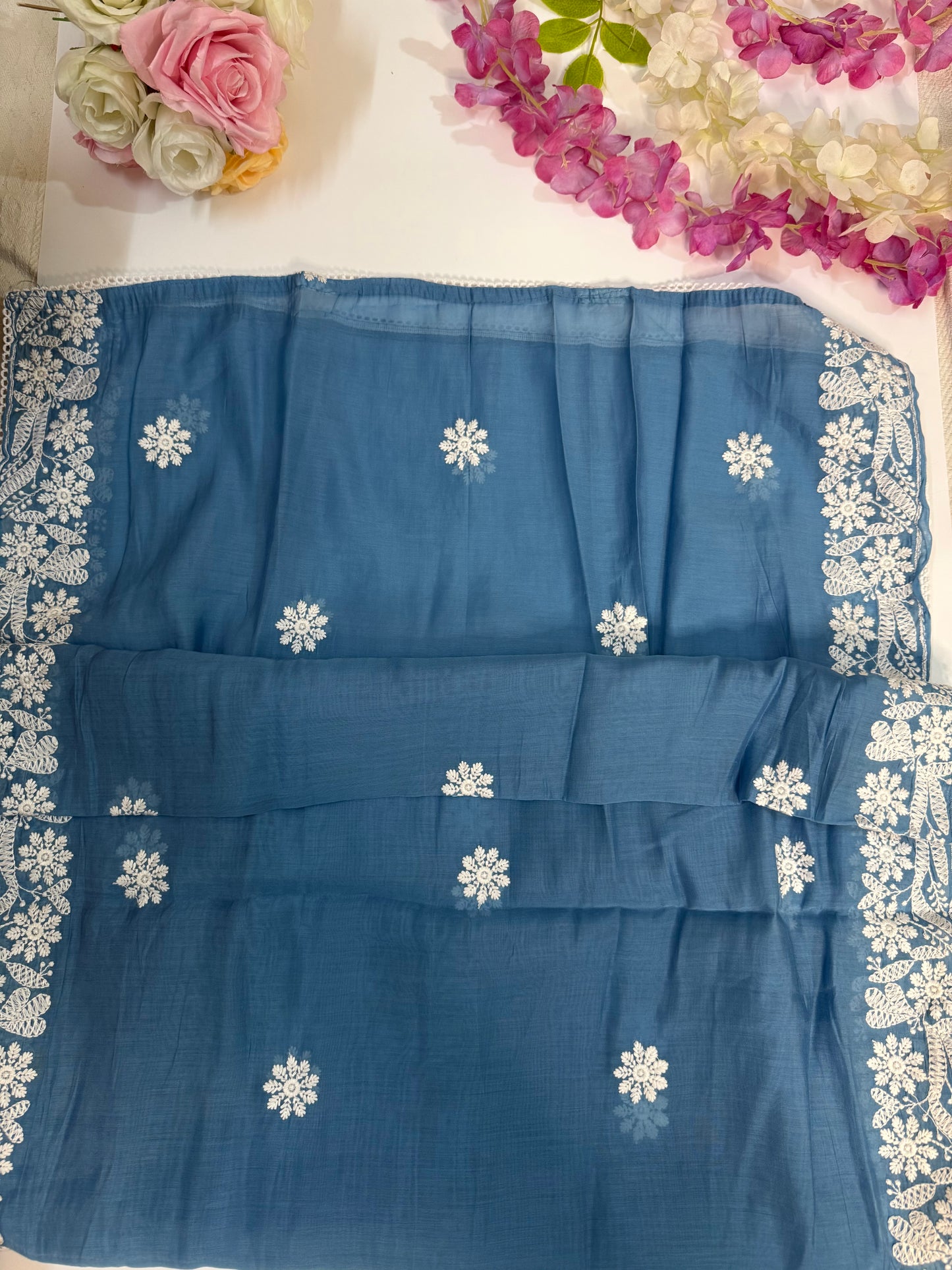 Blue Mul Chanderi Kurta Set