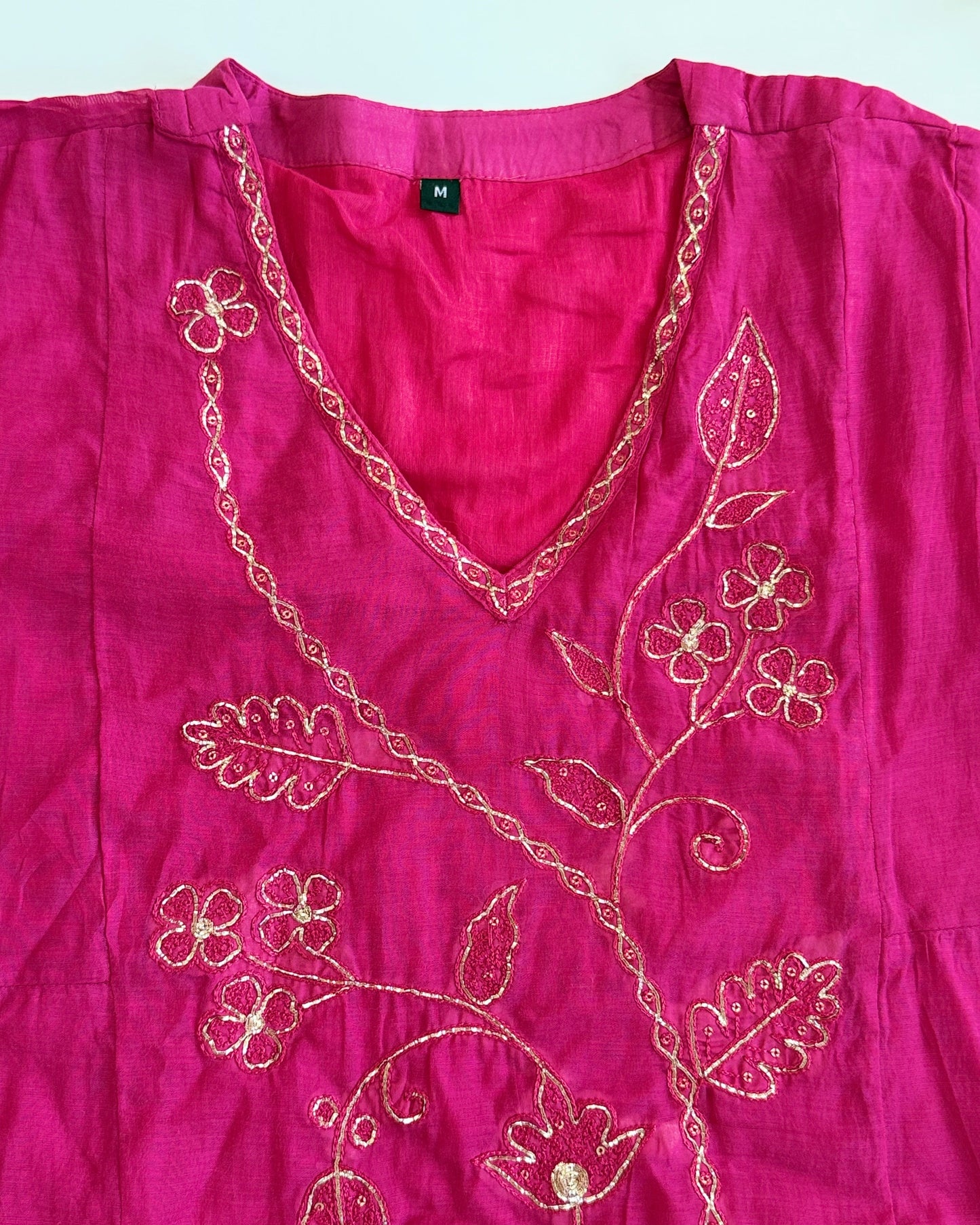 Pink Mul Cotton with Gold Embroidery work