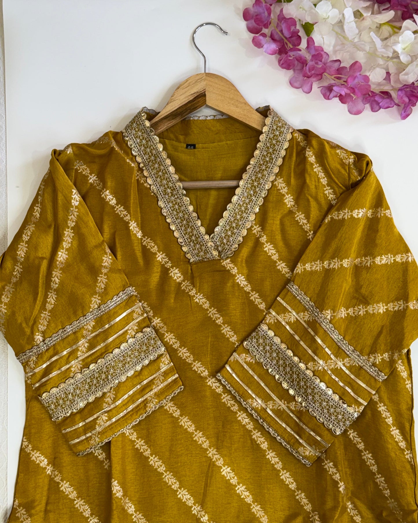Yellow Muslin Silk Salwar Suit with Banarasi Dupatta