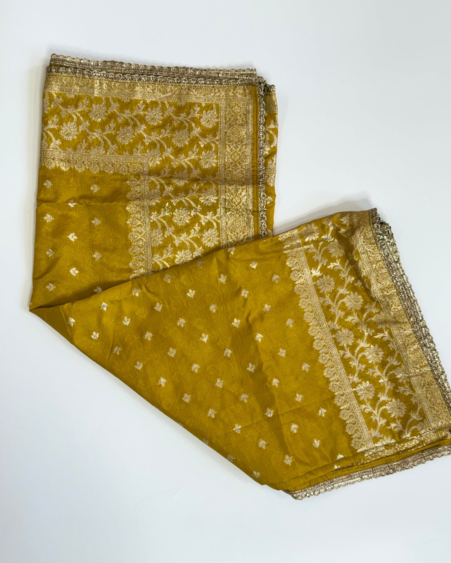 Yellow Muslin Silk Salwar Suit with Banarasi Dupatta
