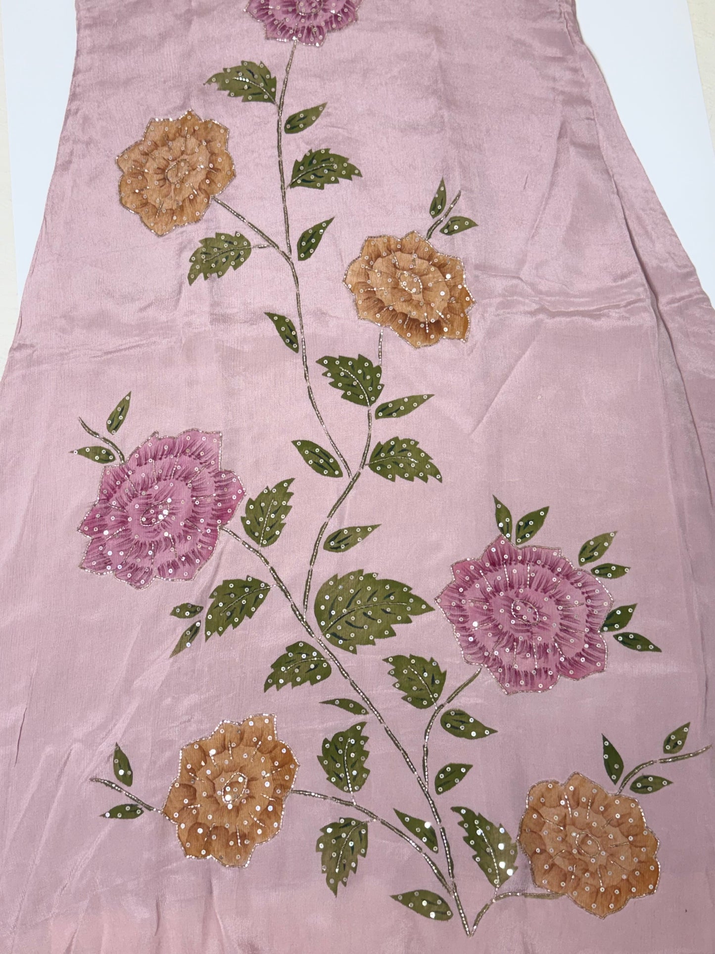 Chinnon  pink embroidery floral salwar suit