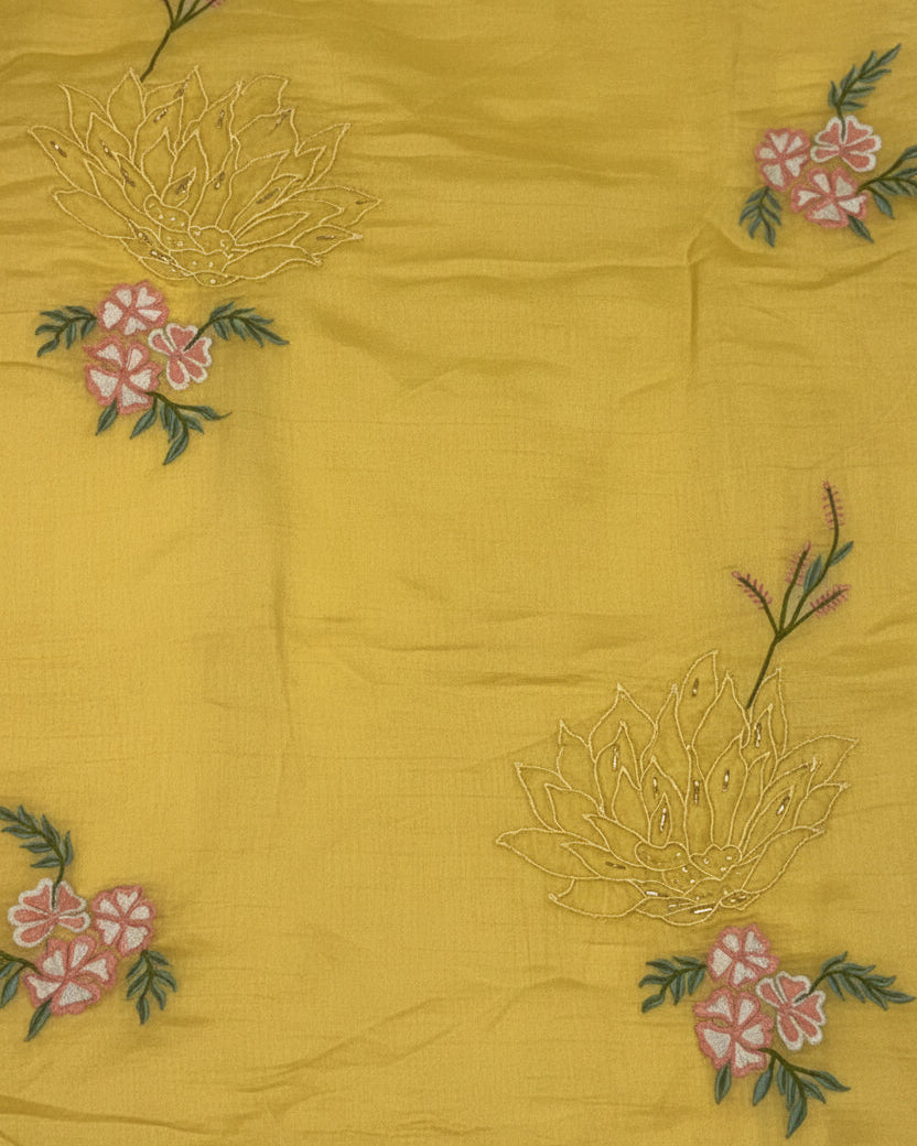 Yellow Mul Chanderi Kurta Set