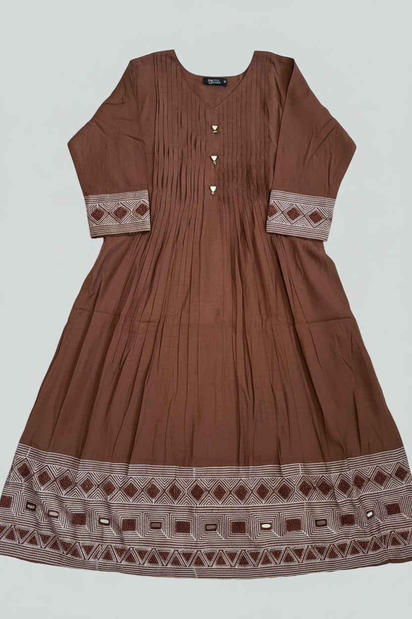 Coffee Brown Mul Chanderi Kurta set