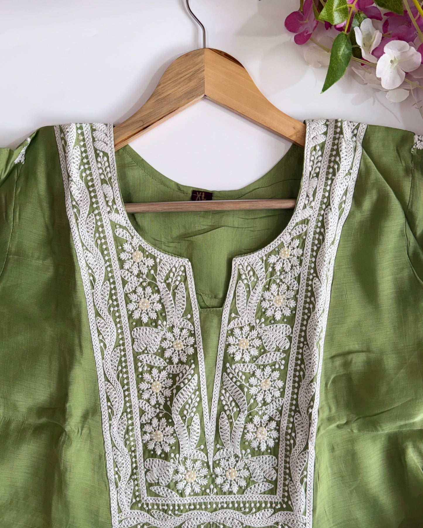 Pastel Green Mul Chanderi Salwar Suit Set