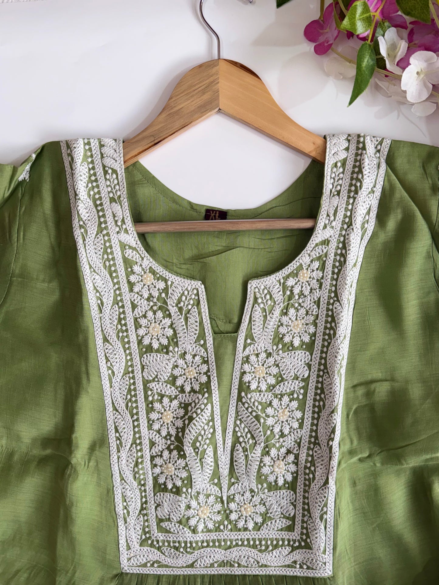 Pastel Green Mul Chanderi Salwar Suit Set