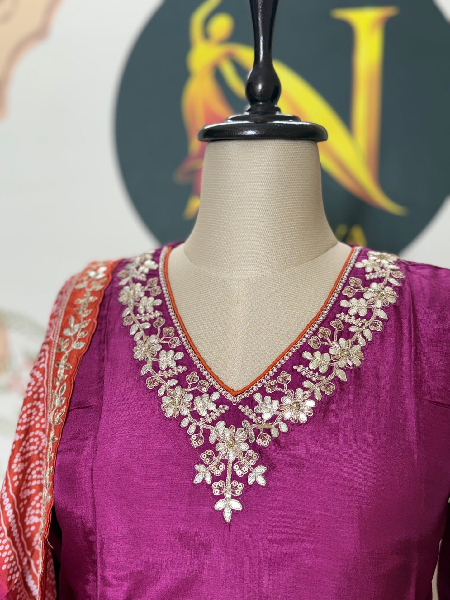 Silk Salwar Suit With Embroidery