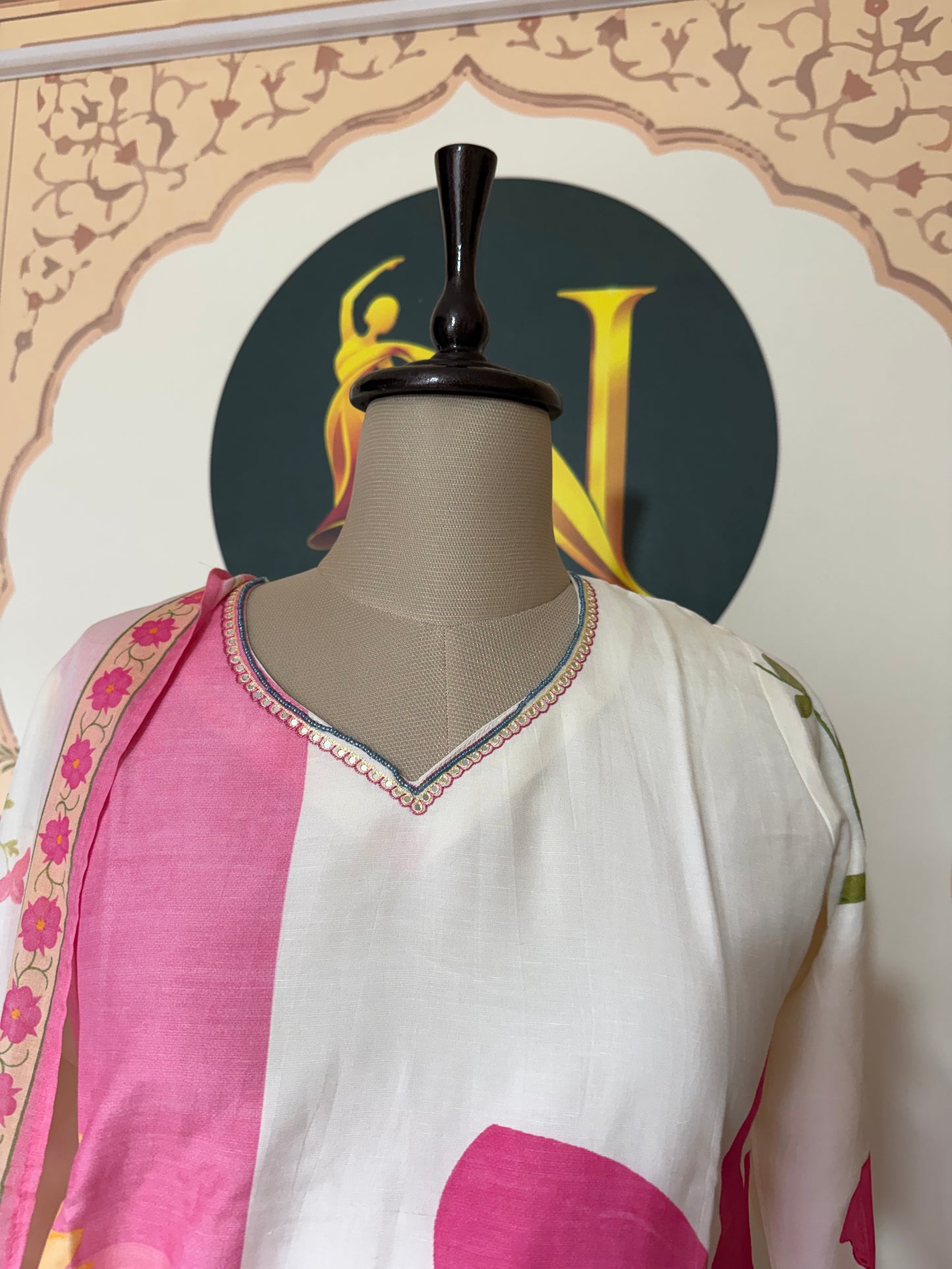 Linen Salwar Suit With Mul cotton Dupatta