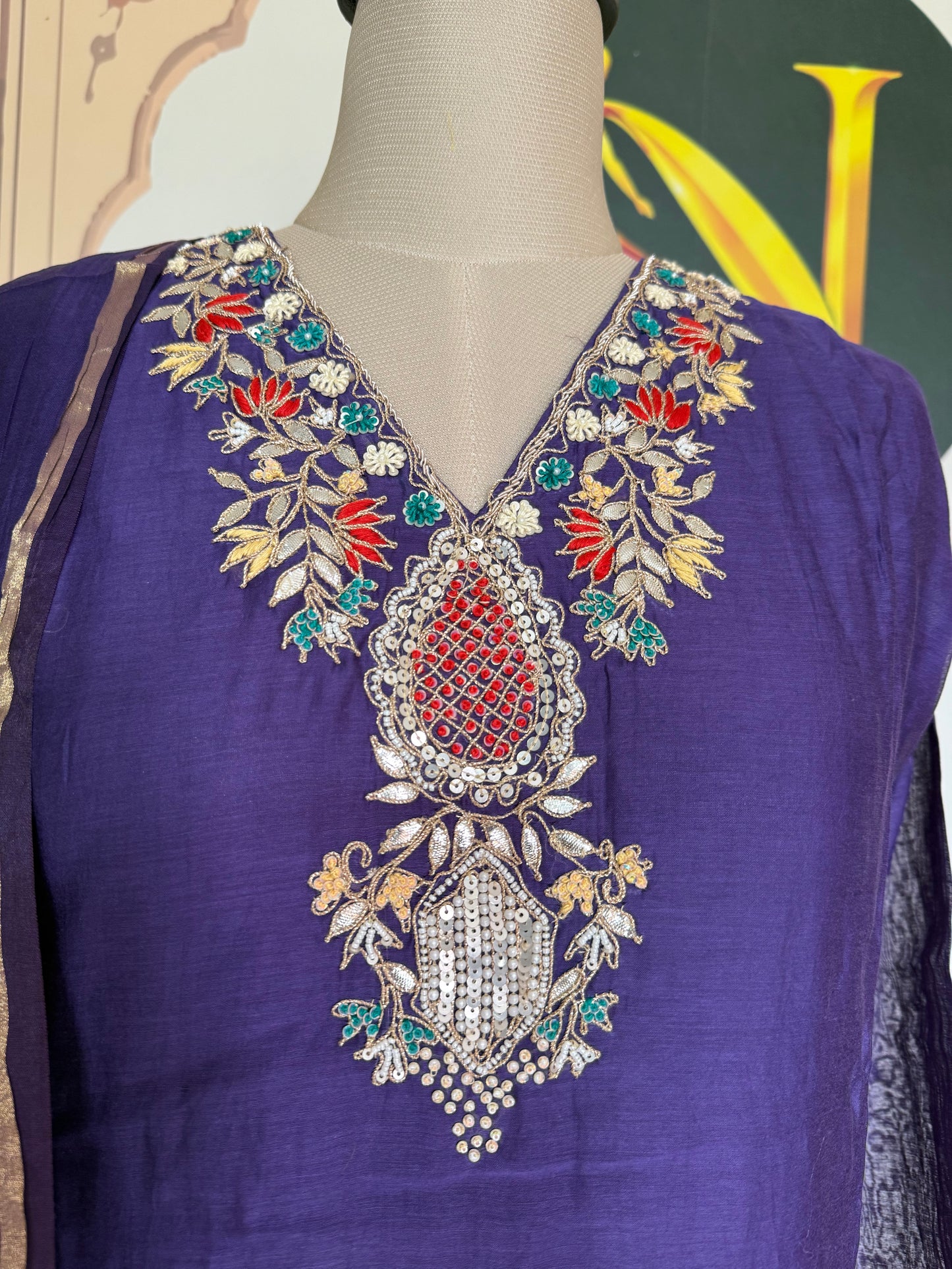 Mul Chanderi Hand & Gota Patti