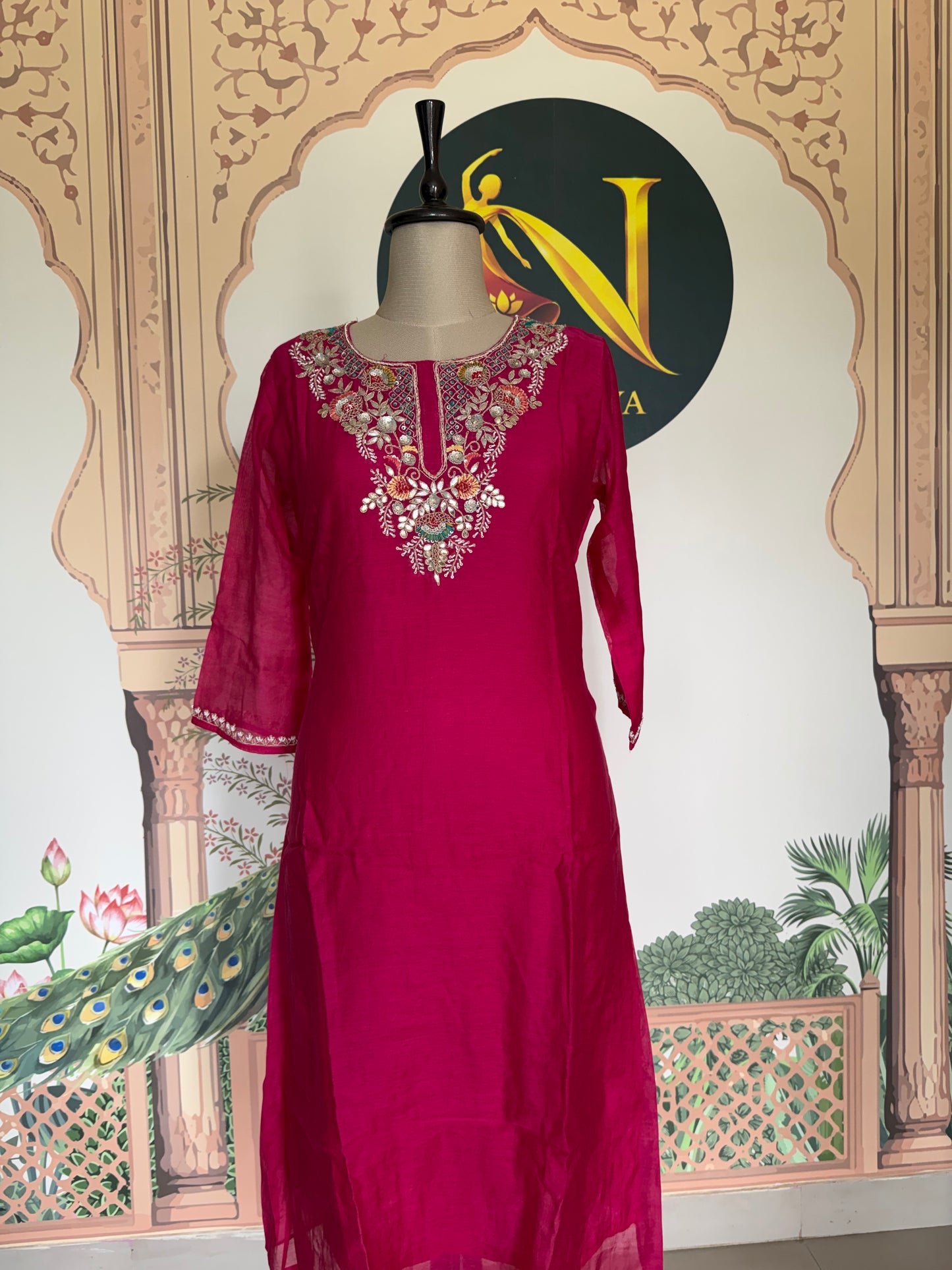 Pink Mul Chanderi Hand Gota Patti