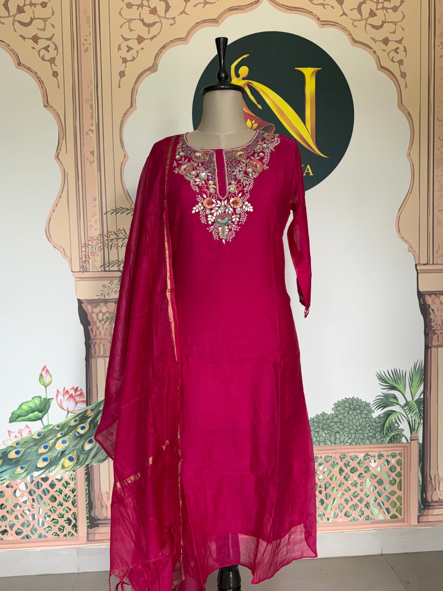 Pink Mul Chanderi Hand Gota Patti